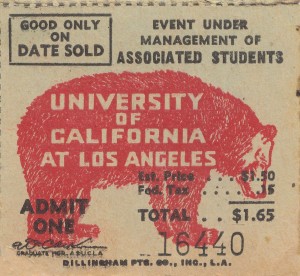 1937 UCLA University of California at Los Angeles Bruins College Football Ticket Stub Art